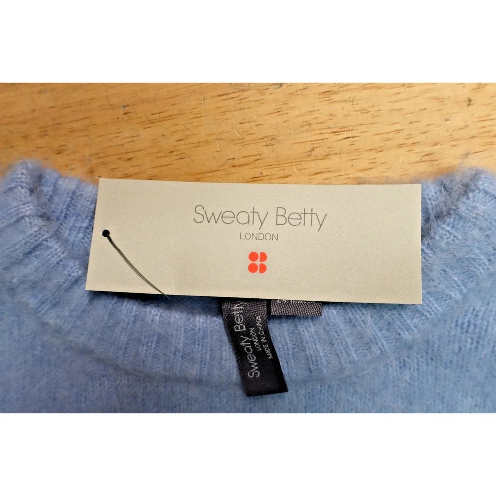 Vintage Sweaty Betty Sweater Womens‎ Size 8 Knit Jumper Alpaca Wool Blue Short
